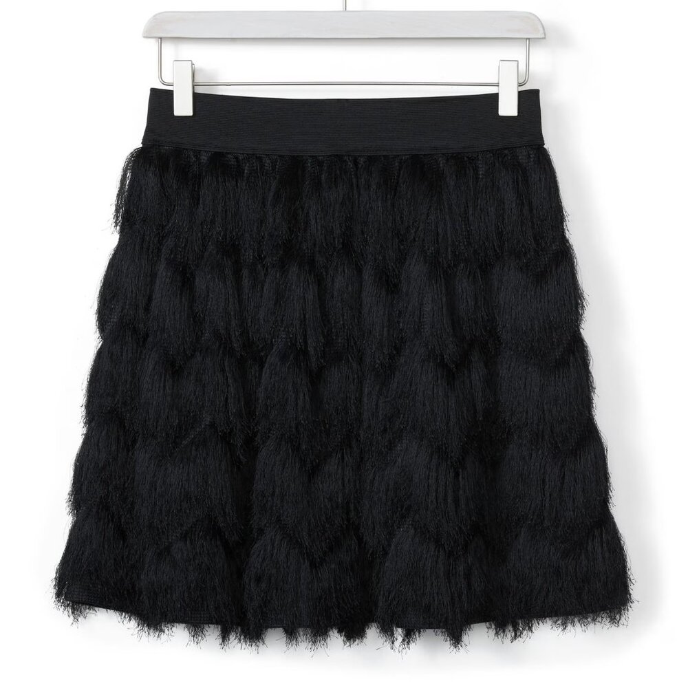 NWOT Banana Republic Black Fringe Mini - Dark Boho Feather